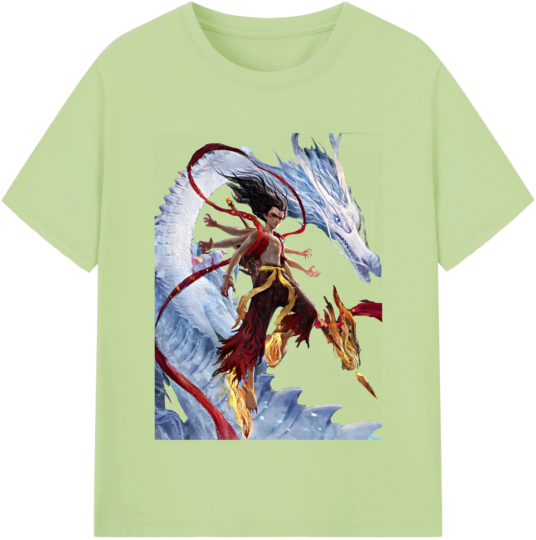 （画像用） Ne Zha 2 ナタ 魔童の大暴れ 綿100％半袖Tシャツ（フロントプリント）